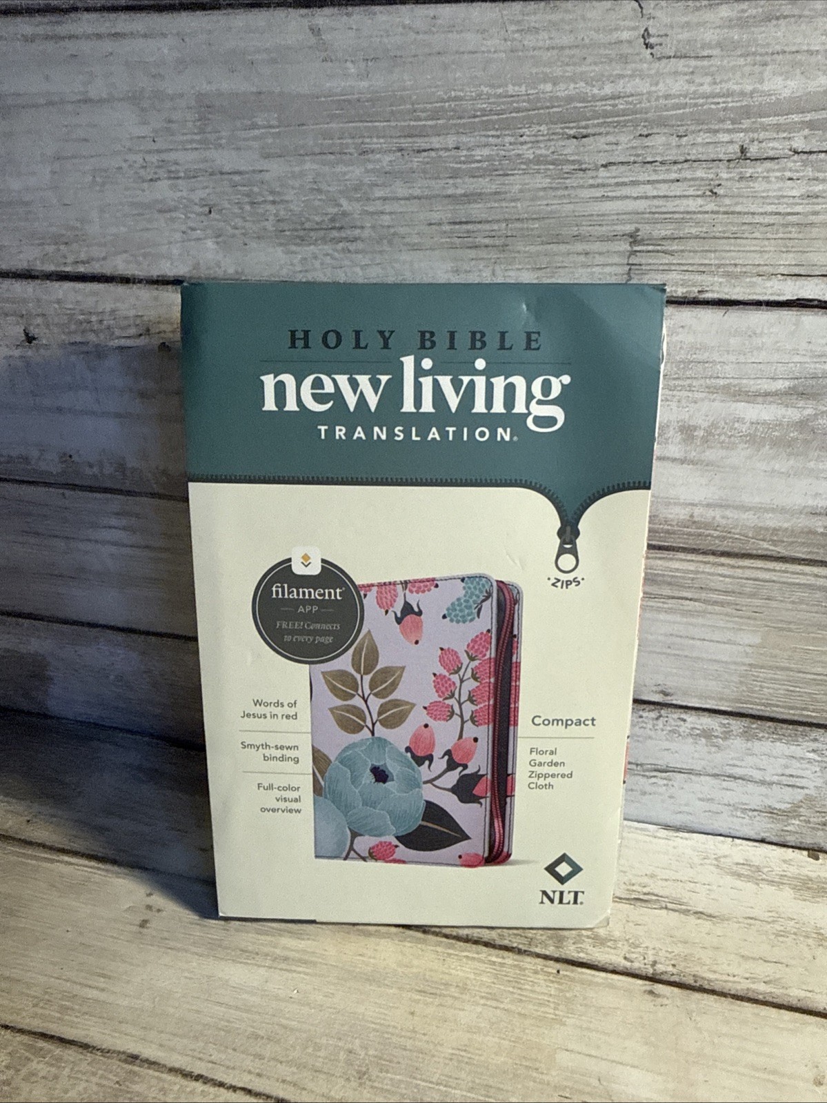 New! NLT Compact Zipper Holy Bible Filament Enabled Edition Cloth Compact