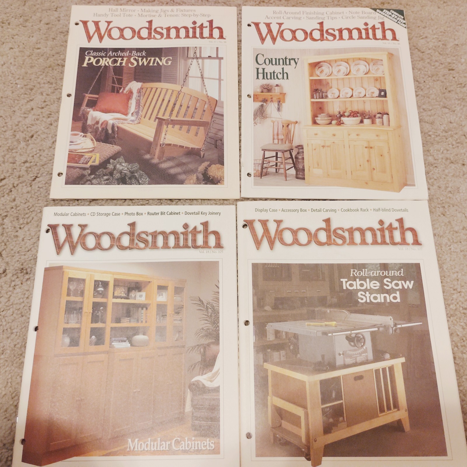 Woodsmith Magazines (Lot of 4) Vol 16, 17. 18, DYI Projects – MINT CONDITION