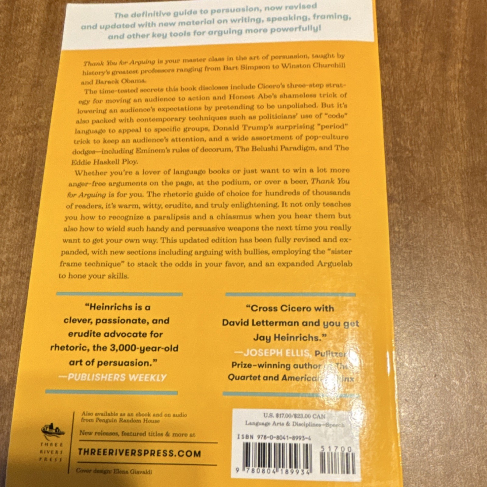 Thank You for Arguing by Jay Heinrichs – Paperback – Fully Revised Third Edition
