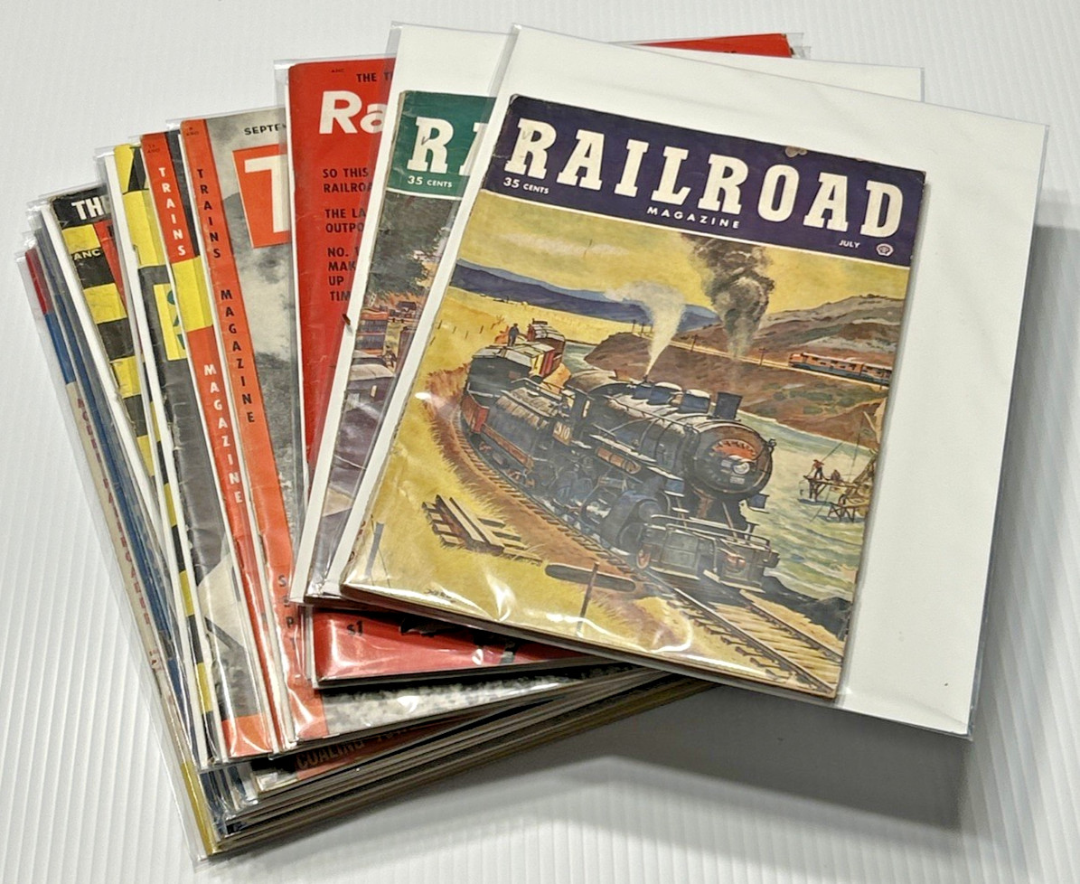(16) Vintage Railroad Model + Model Railroader + Trains Magazines Lot – 1950s