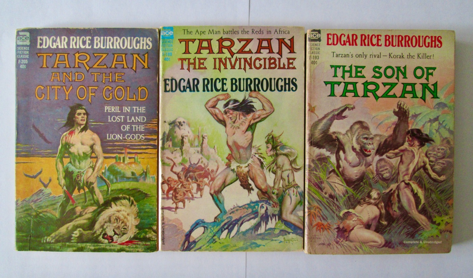 TARZAN Ace F Series Paperback Books (Lot of 3) Vintage 1960s~ Frank Frazetta~ G