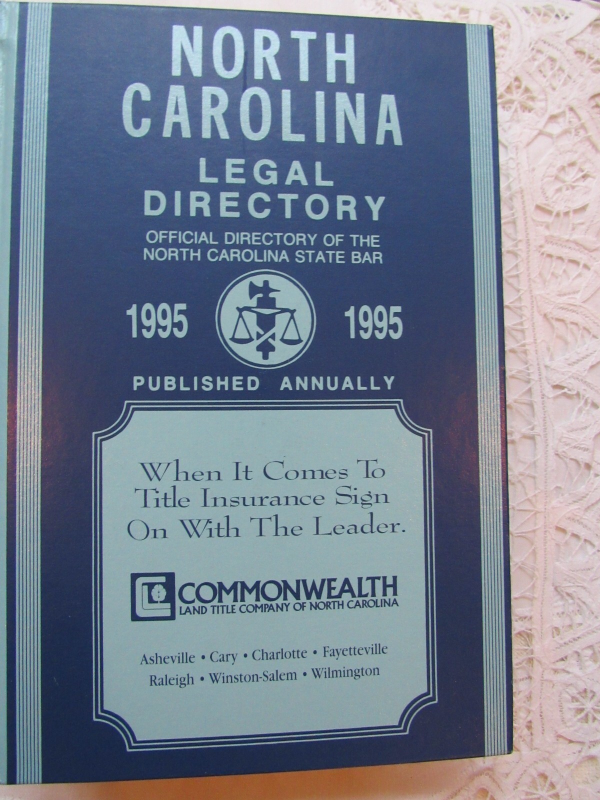 NC Legal Directory Official Attorney Book North Carolina State Bar 1995 HC