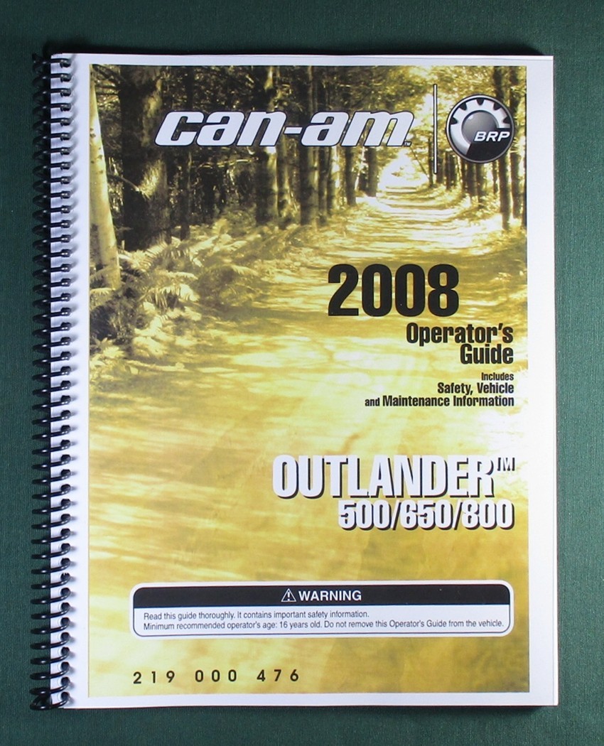 2008 Can-Am Outlander 800 Owner’s Manual: 152 Pages & Protective Covers!