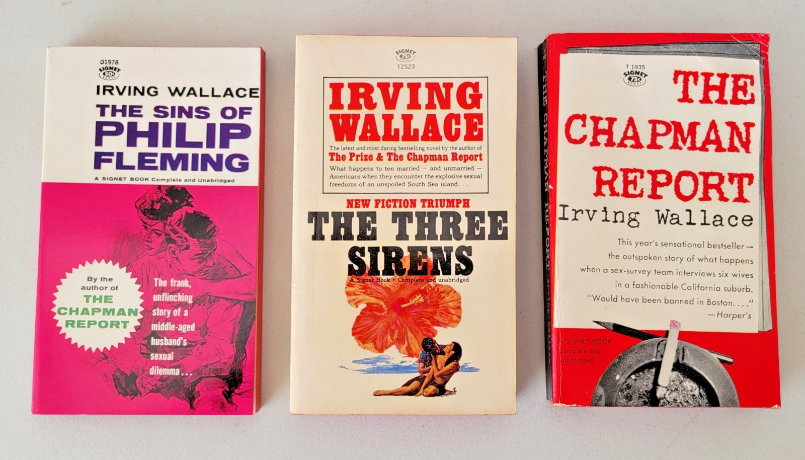 Irving Wallace Paperback Sins of Philip Fleming The Three Sirens Chapman Report