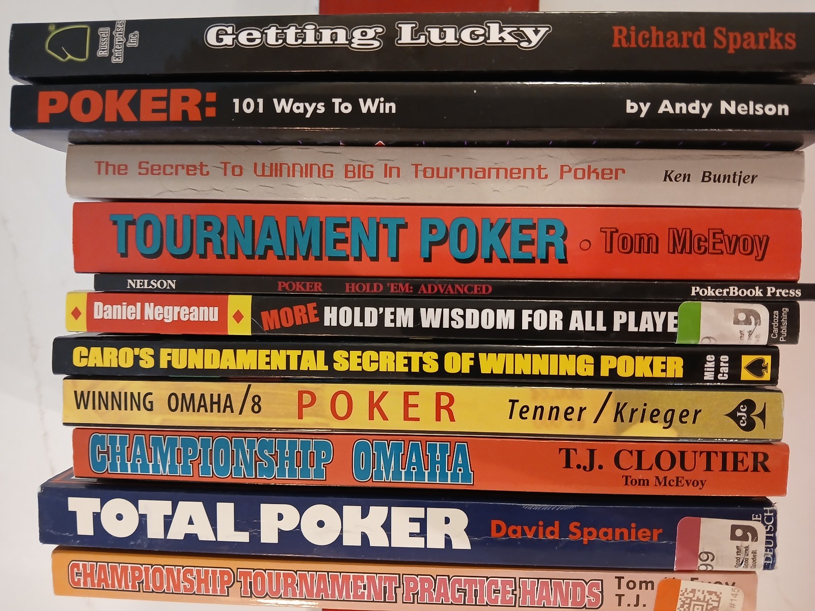 POKER: lOT OF 11 Texas Hold Em, Omaha, Tournament Power & more