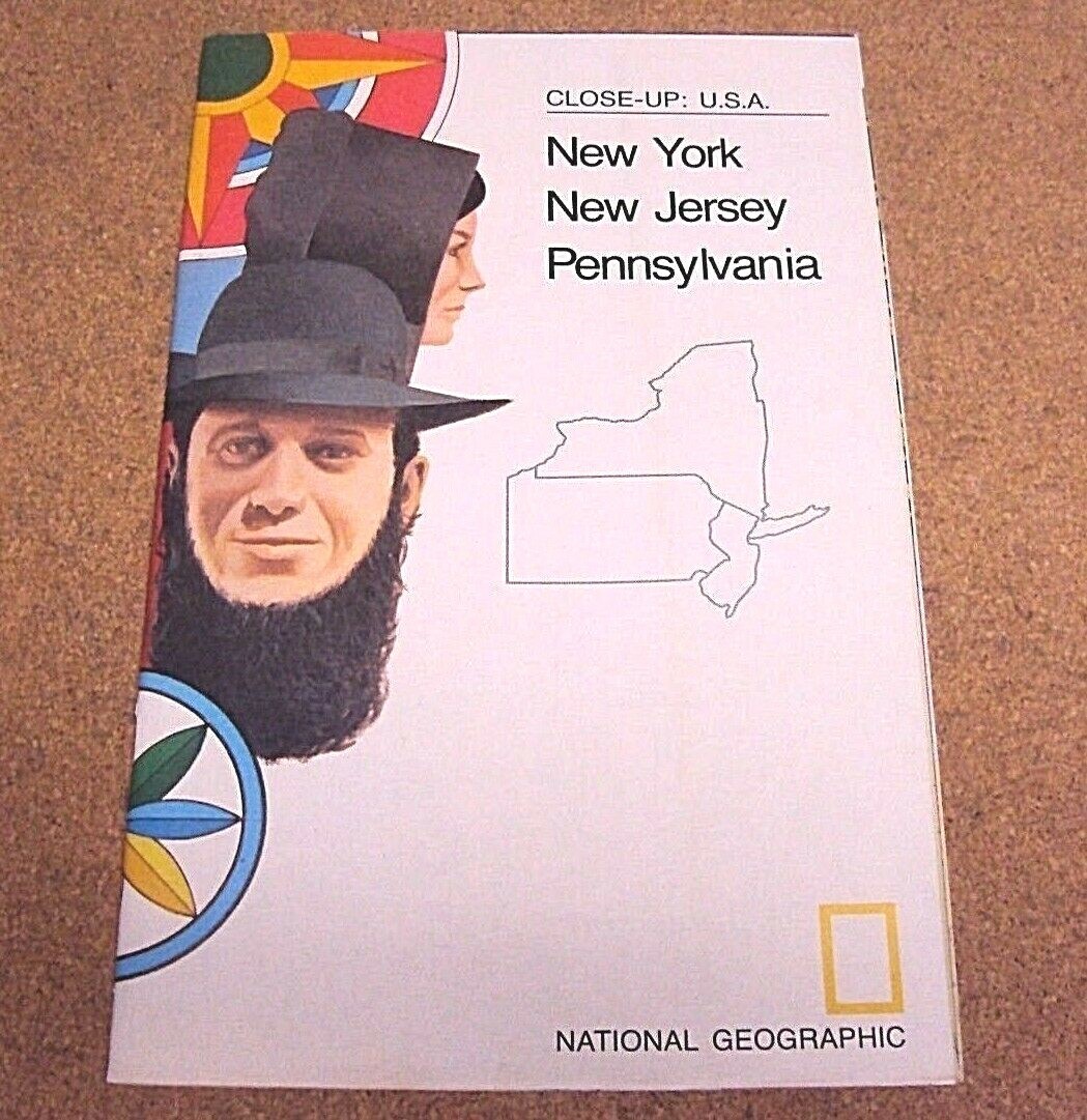 National Geographic January 1978 Map Close-Up USA New York Pennsylvania Jersey