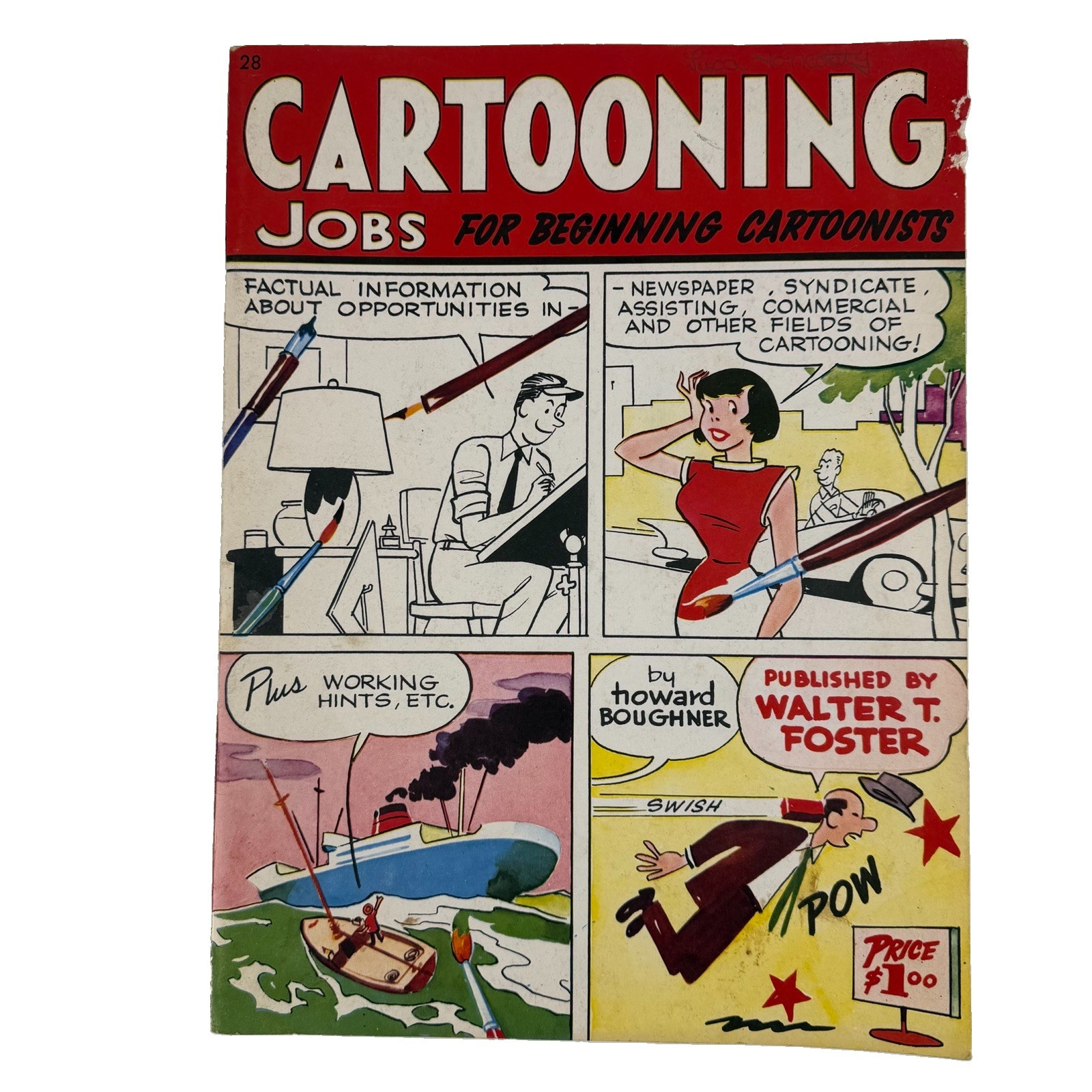 Walter T Foster: Cartooning Jobs for Beginning Cartoonists how-to book ca 1950s