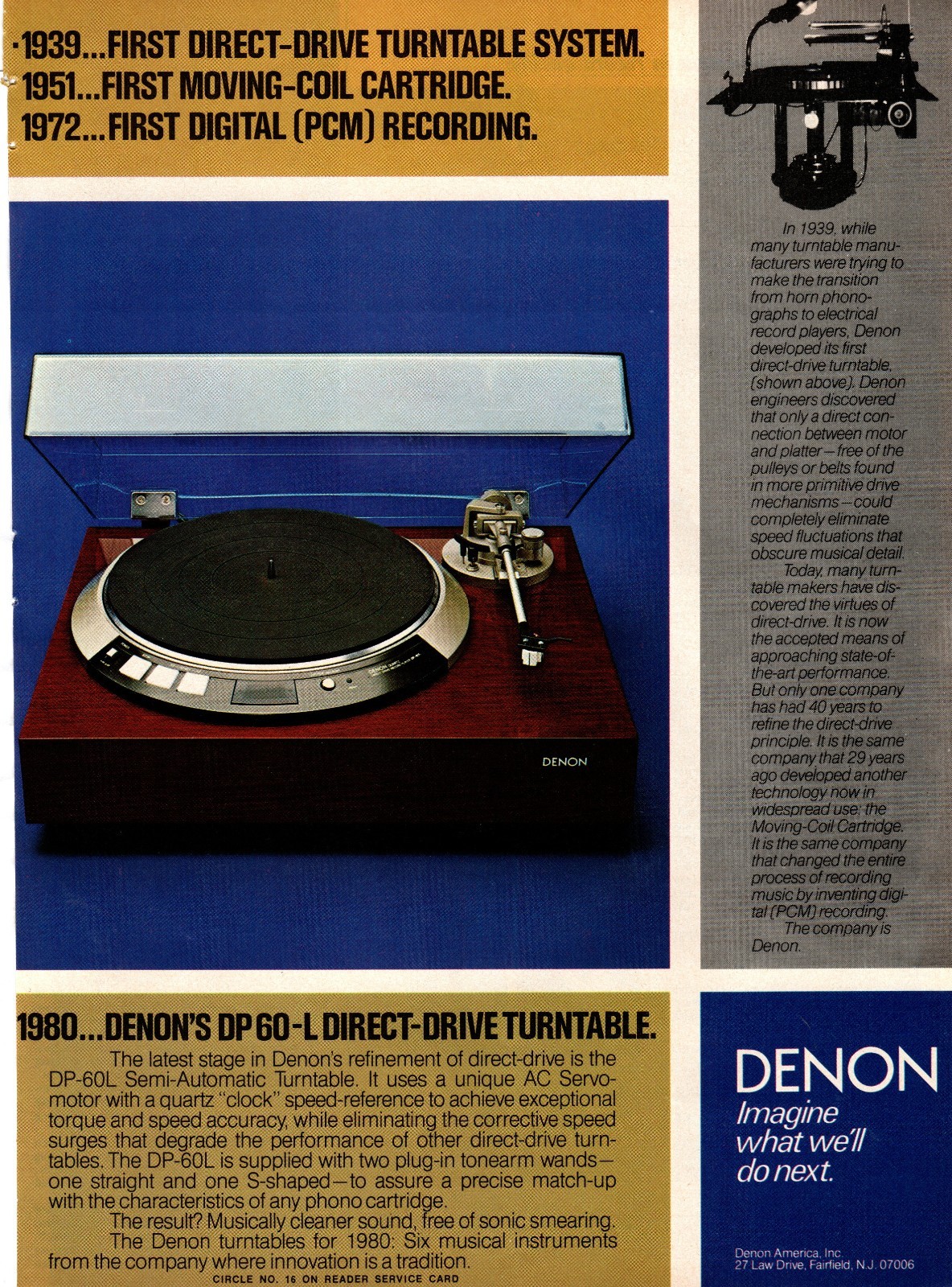 Denon – DP60-L Turntable – Original Magazine Ad- 1980