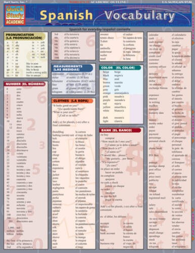 Spanish Vocabulary (Quickstudy: Academic) – Pamphlet By BarCharts, Inc. – GOOD