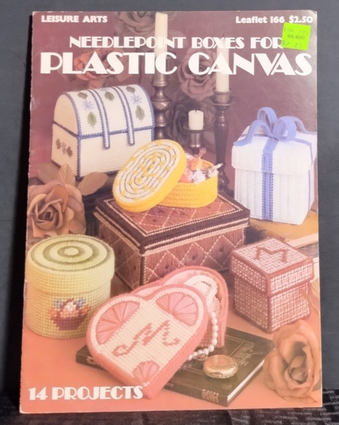 Leisure Arts Leaflet 166 Needlepoint Boxes Plastic Canvas 14 Projects Patterns