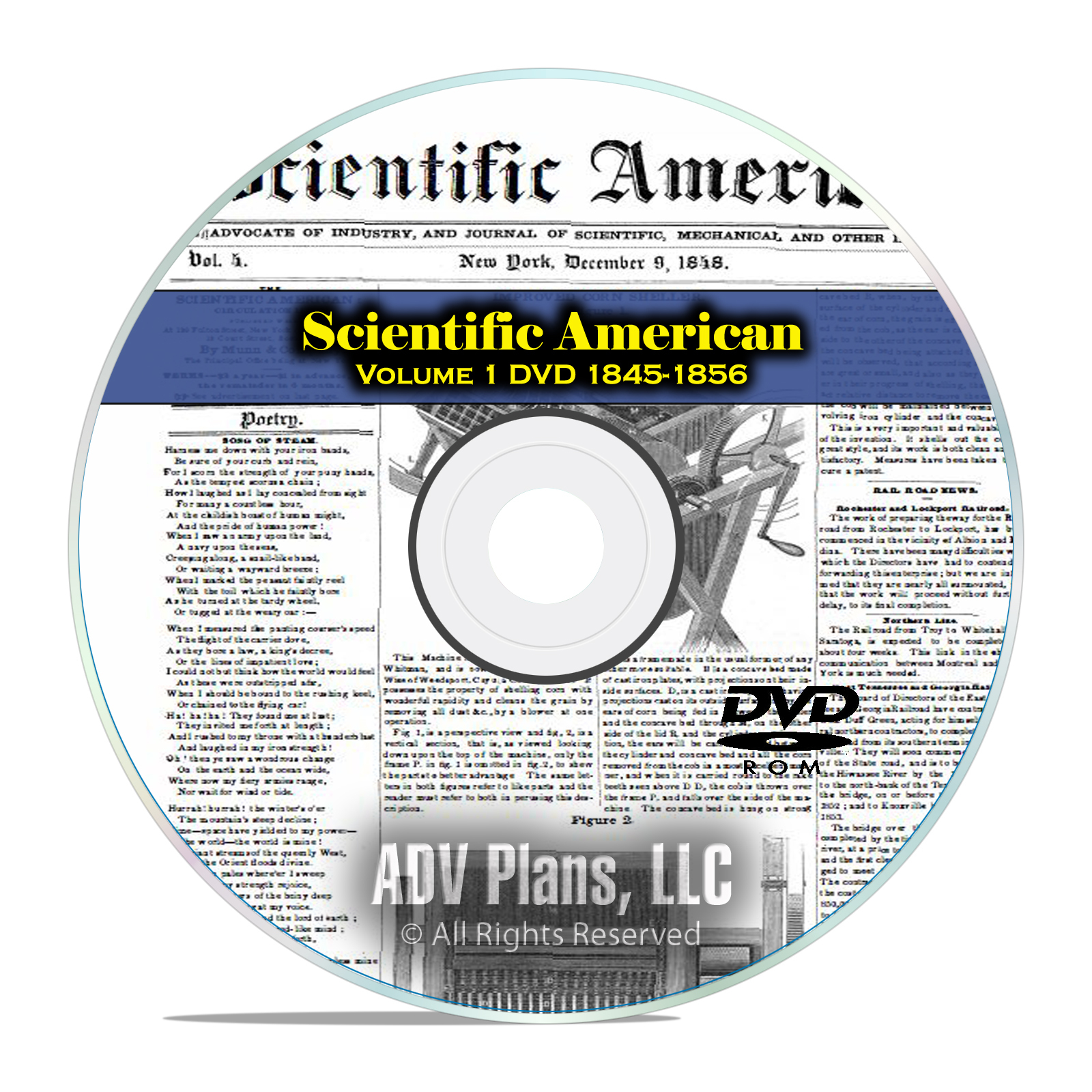 Scientific American, 570 Vintage Issues, 1845-1856, Volume 1 Science DVD F38