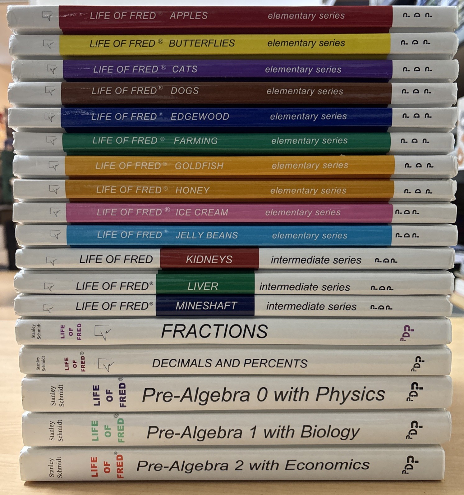 HUGE Lot 18 Life of Fred Elementary Intermediate Pre-Algebra Series Set Apples