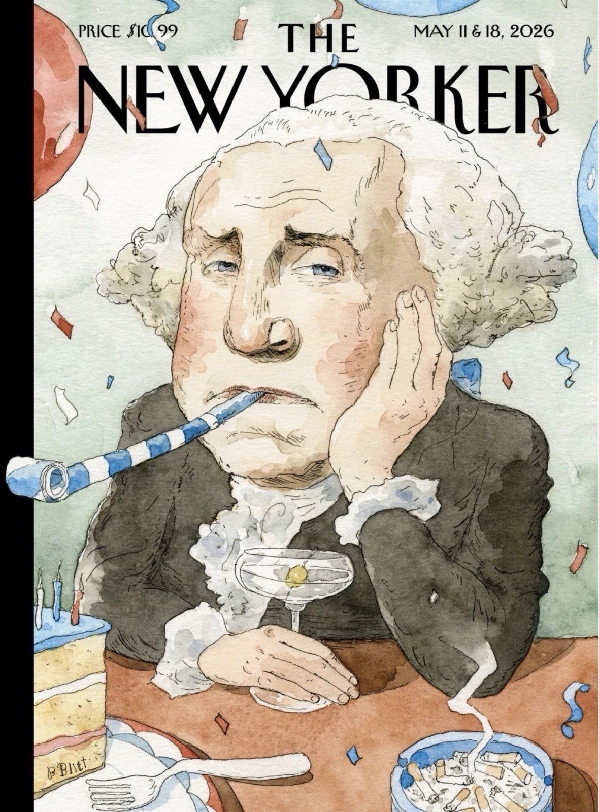 The New Yorker Magazine May 11 & 18 2026 Red, White Kinda Blue Barry Blitt New