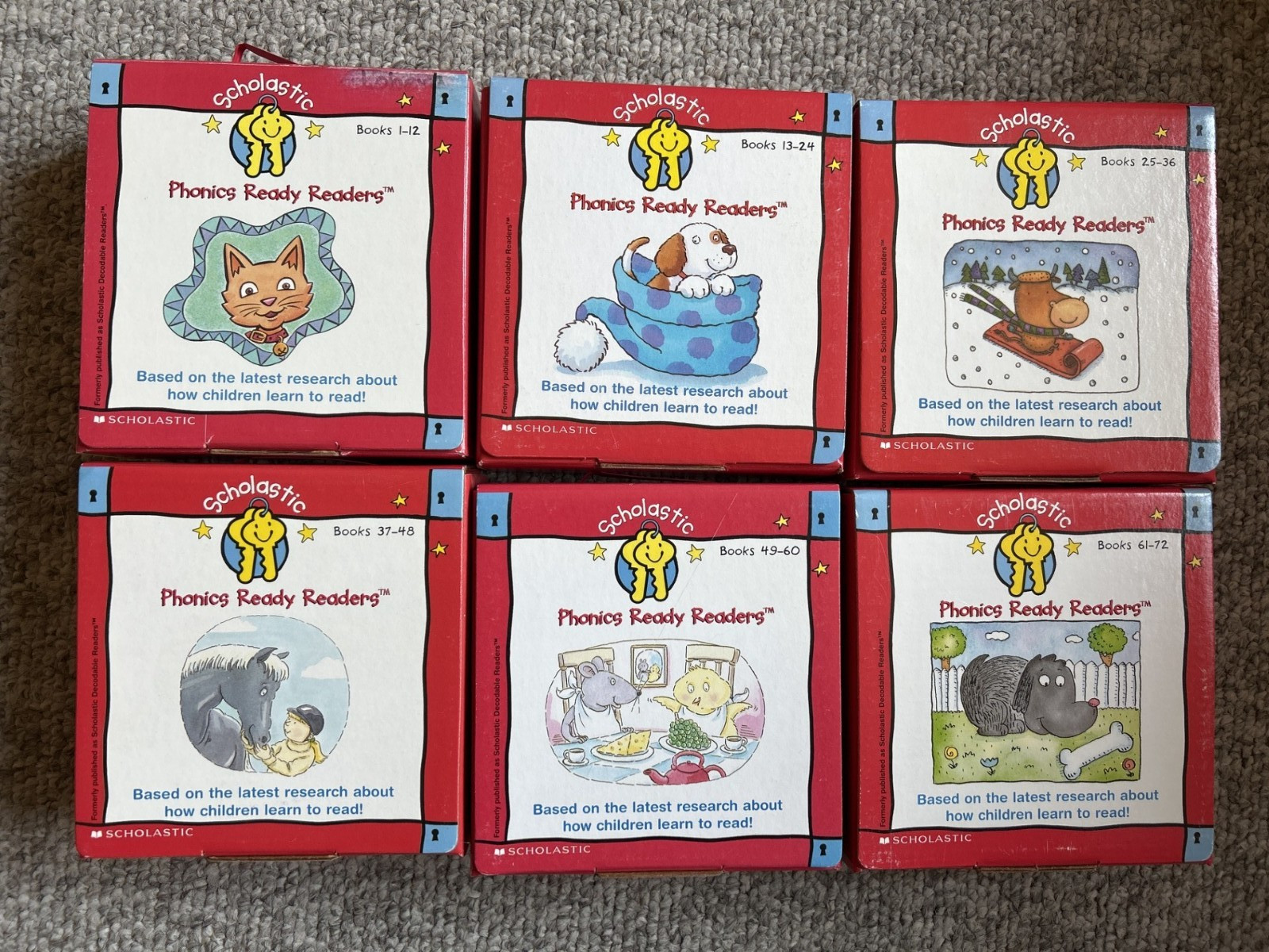 Scholastic Phonics Ready Readers Books 1-72 6 Box Sets with Audio Cassette Tapes