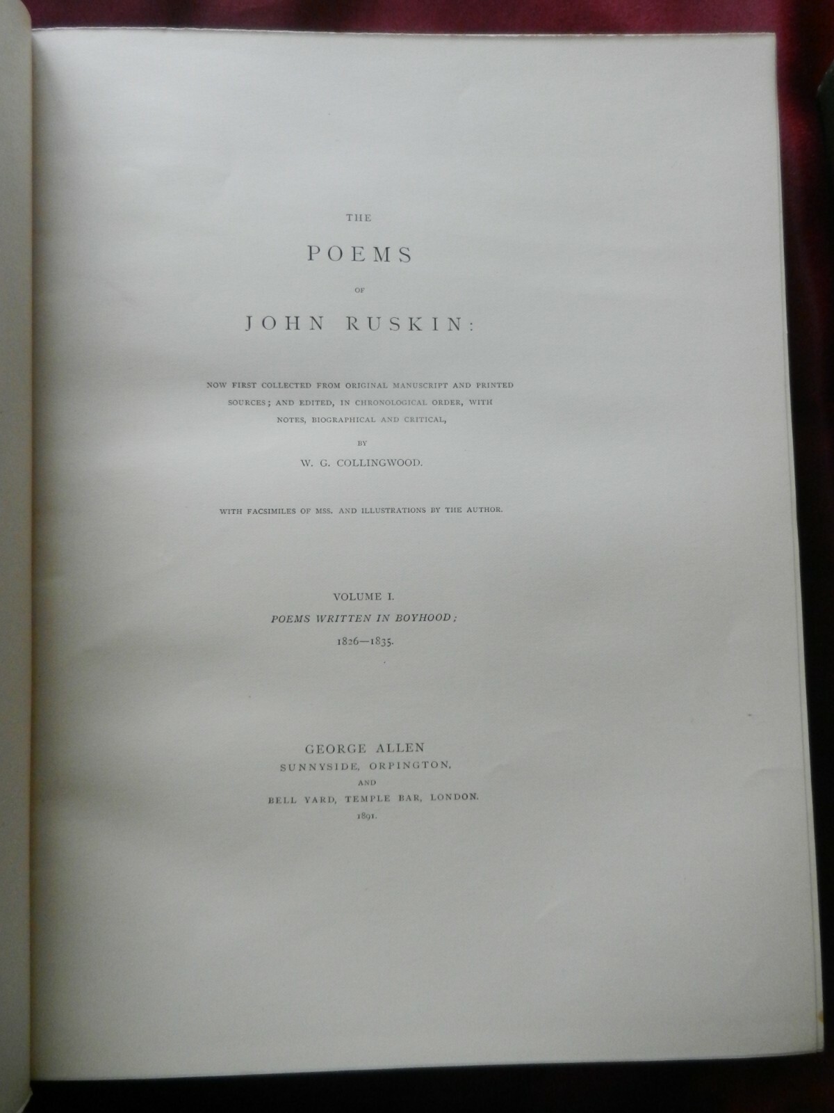 1891 The Poems of John Ruskin in 2 Volumes,26 Plates,Weight 4 kilos,Unopened.