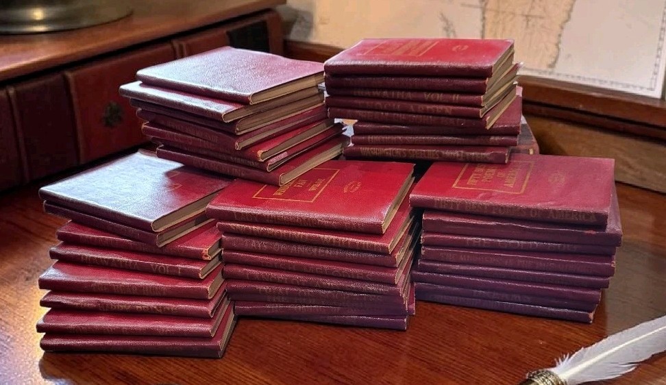Lot of 66 Vintage 1920s Little Leather Library Miniature Red Books Collection