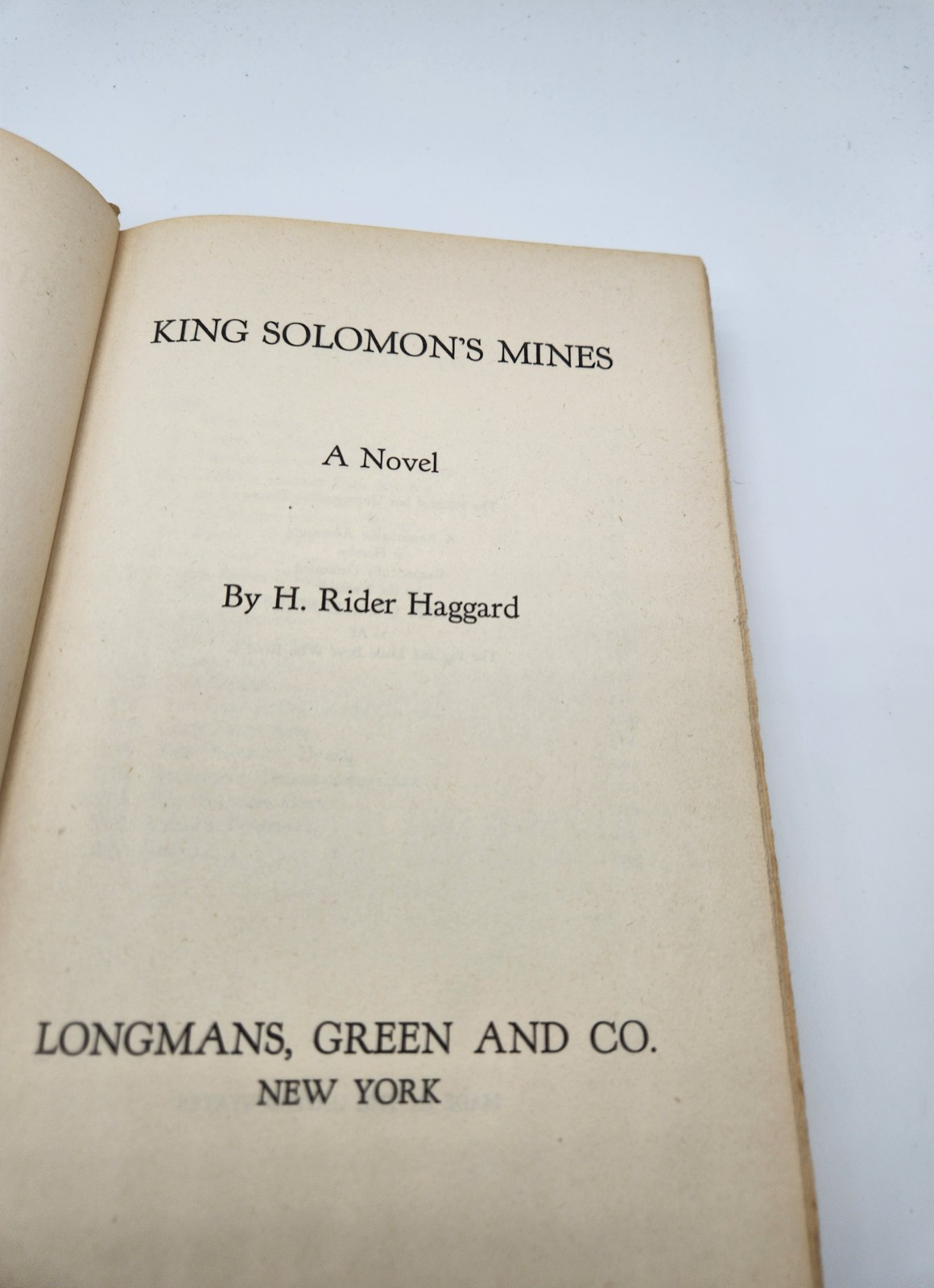 King Solomon’s Mine – H. Rider Haggard – Longman, Green and Company