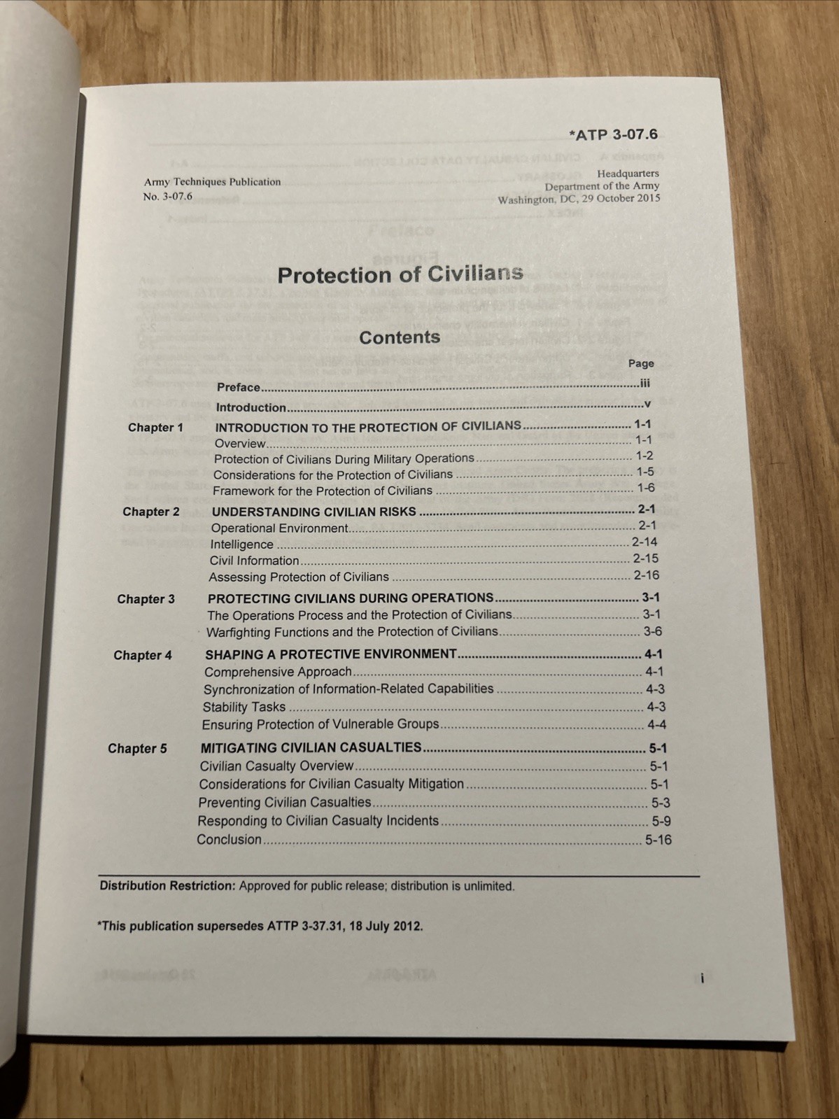 ARMY TECHNIQUES PUBLICATION ATP 3-07.6 Protection Of Civilians October 2015