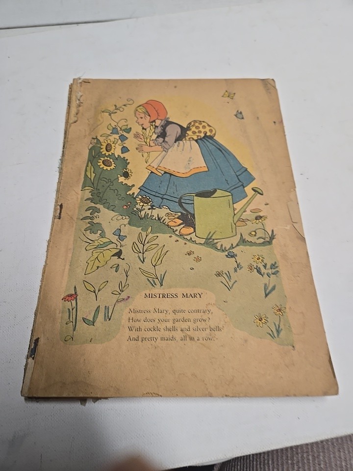 Nursery Rhymes Book, Vintage Children’s Book, Thick Cardboard pages, no cover