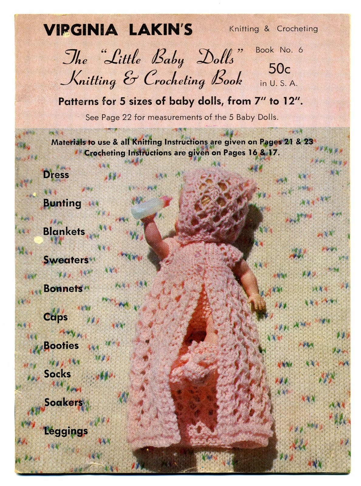 Vtg 1965 Virginia Lakin’s The Little Baby Dolls Knitting & Crocheting Book No. 6