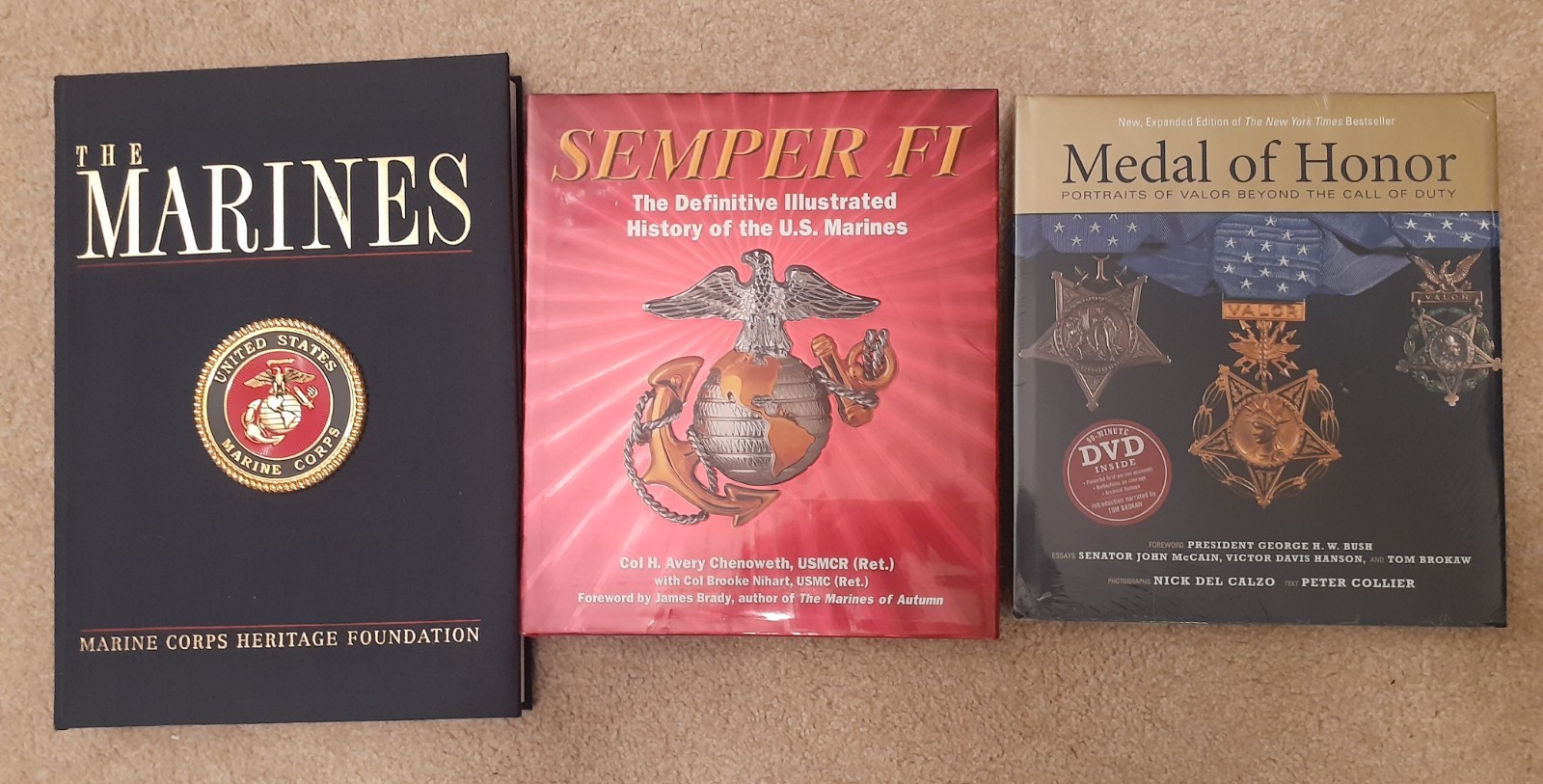 Lot 3 Large Marines Books Semper Fi History Illustrated Medal Honor 18 lbs Nice