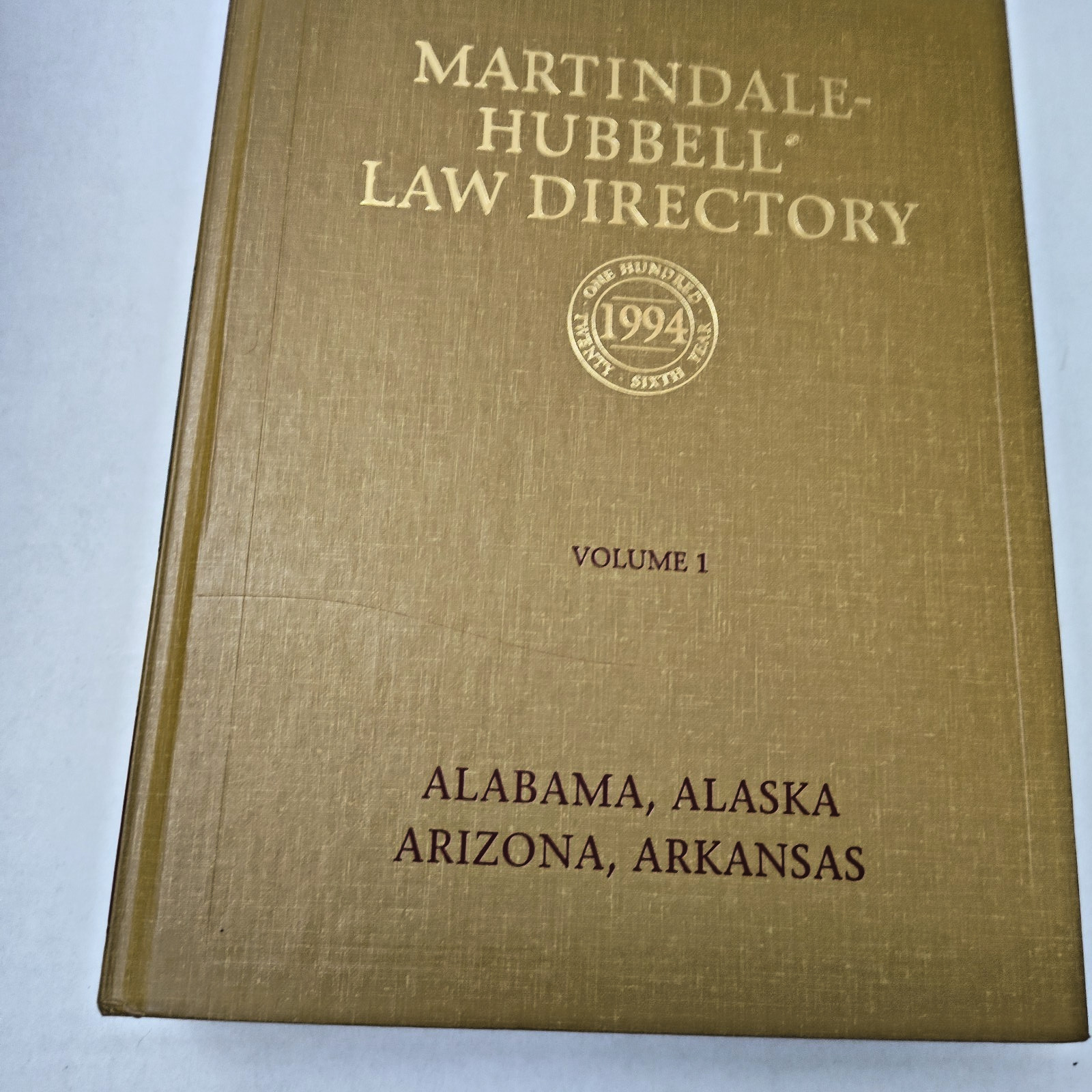 VTG 1994 Martindale-Hubbell Law Directory AL AK AZ AR Legal Listings – Volume 1