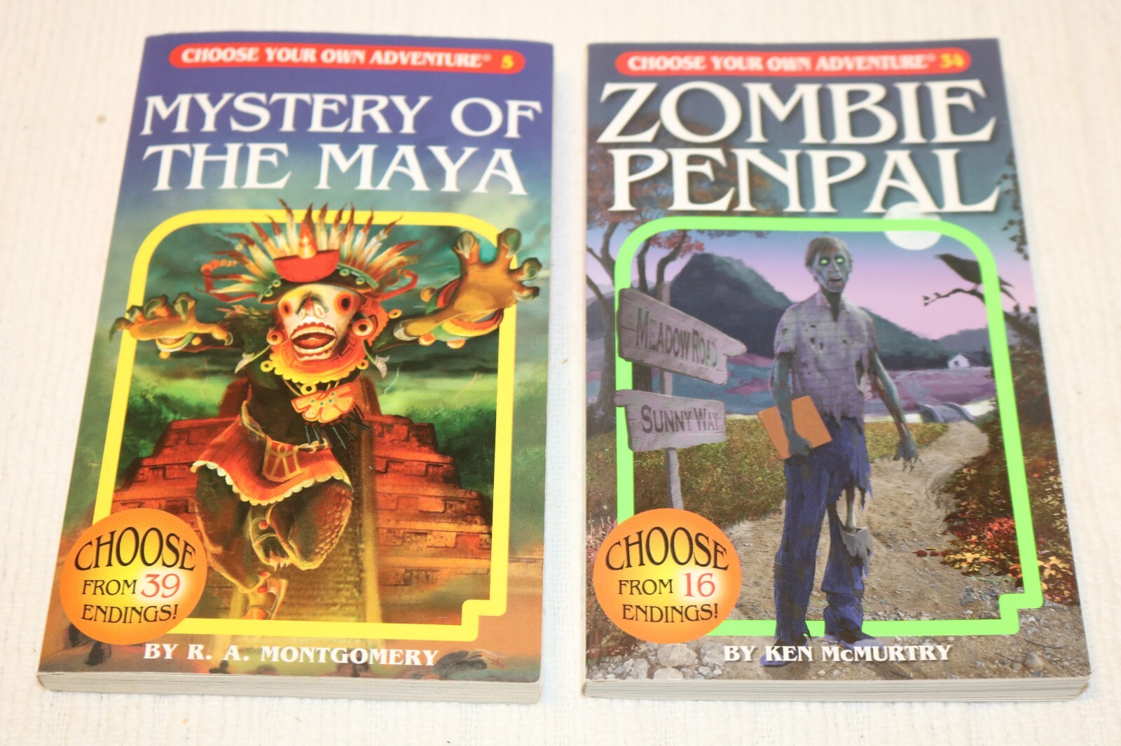 2 Choose Your Own Adventure Books: #5 MYSTERY OF THE MAYA & #34 ZOMBIE PENPAL