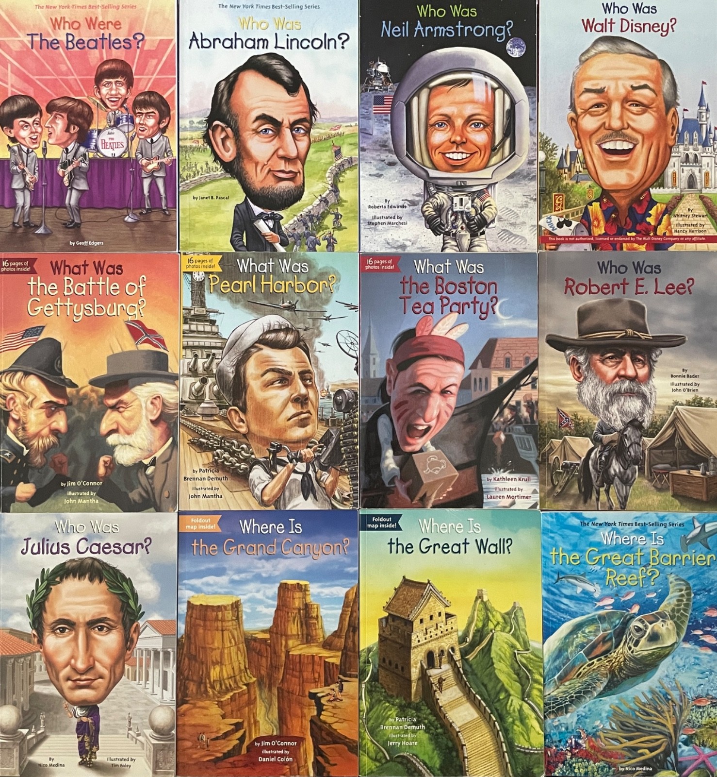 LOT OF 12 “WHO/WHAT/WHERE?” BIOGRAPHY/HISTORY FOR KIDS CHAPTER BOOKS
