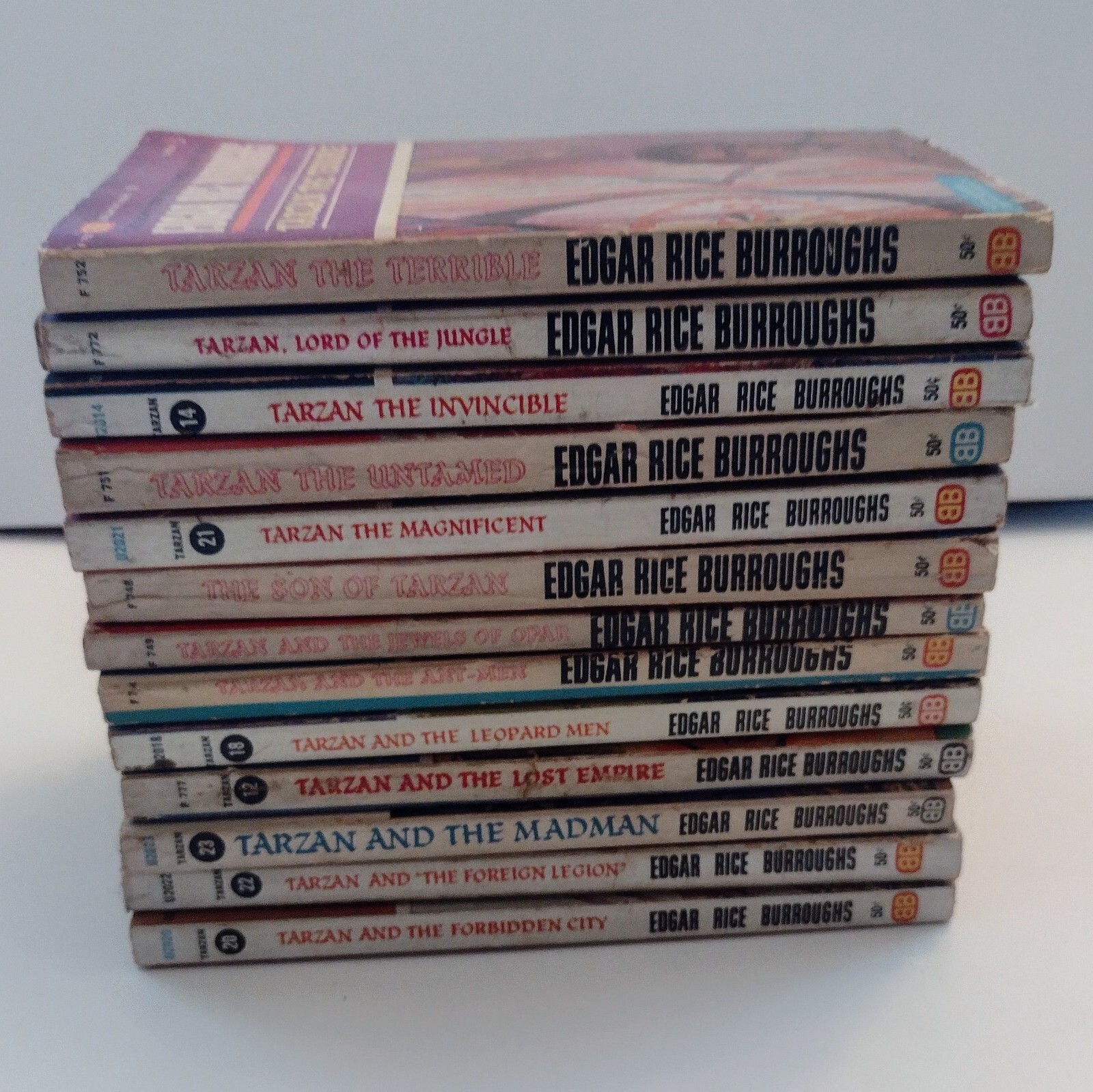 Lot of 13 Edgar Rice Burroughs Tarzan Series 1963-1964 Ballantine Books Vtg