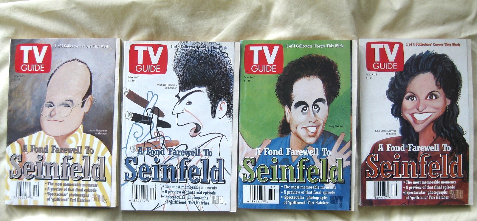 TV Guides 1998 – A Fond Farewell to SEINFELD, Al Hirschfeld covers SET OF 4