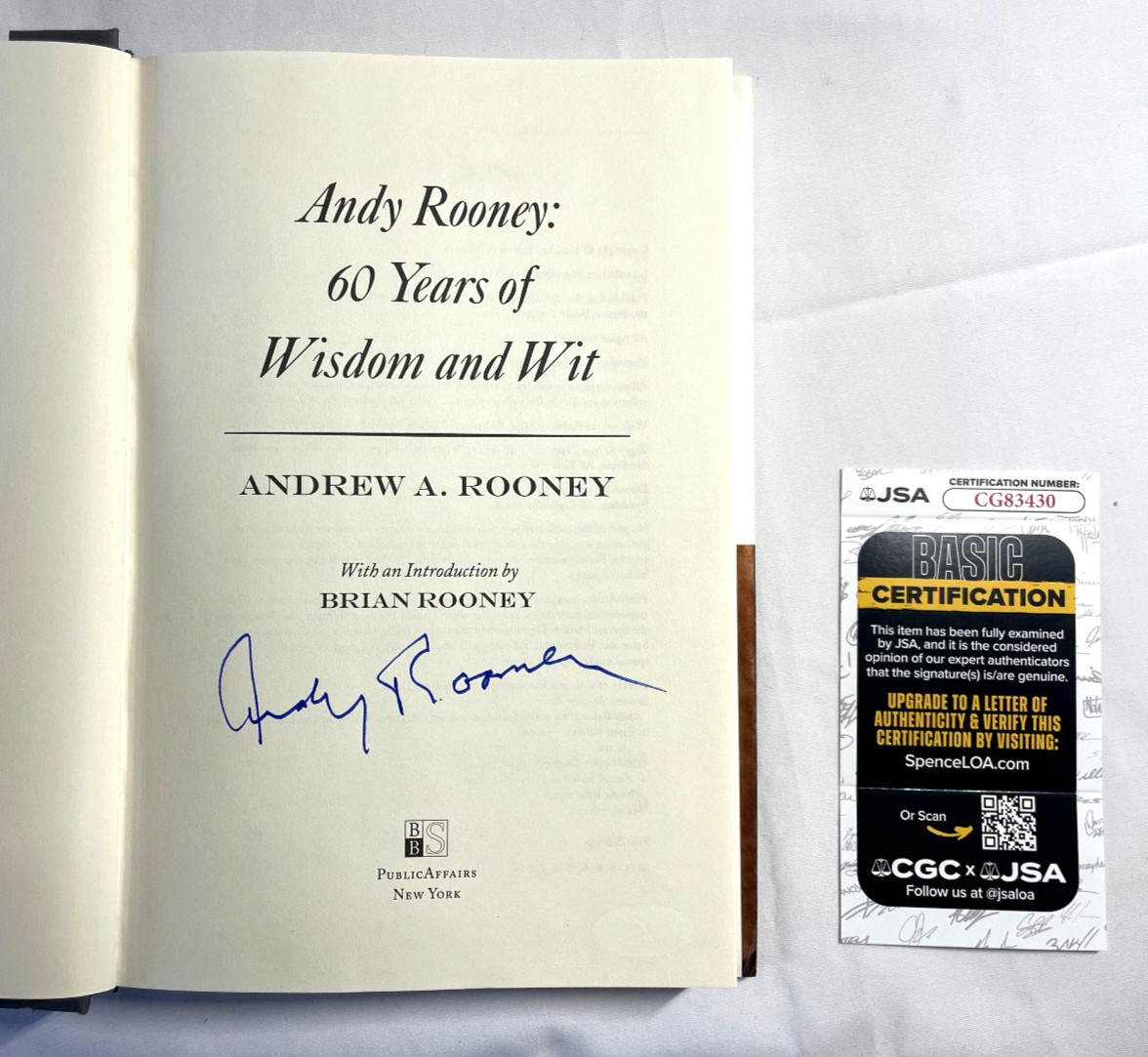 Any Rooney 60 Minutes Signed 60 YEARS OF WISDOM AND WIT Hardcover 1st Book JSA