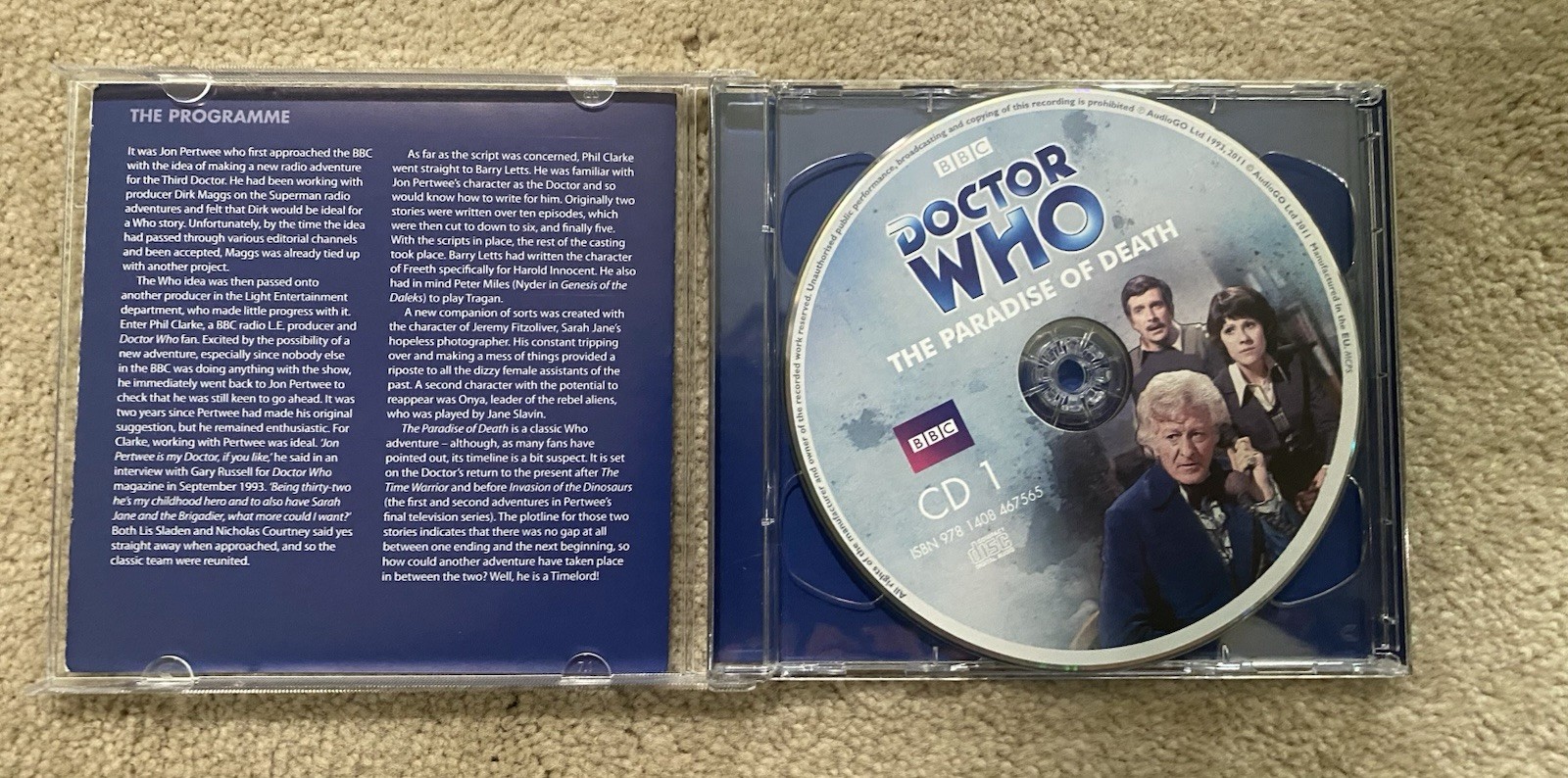 RARE! BBC AUDIO DOCTOR WHO THE PARADISE OF DEATH 3rd Doctor 2 CD Set 2hrs 25m