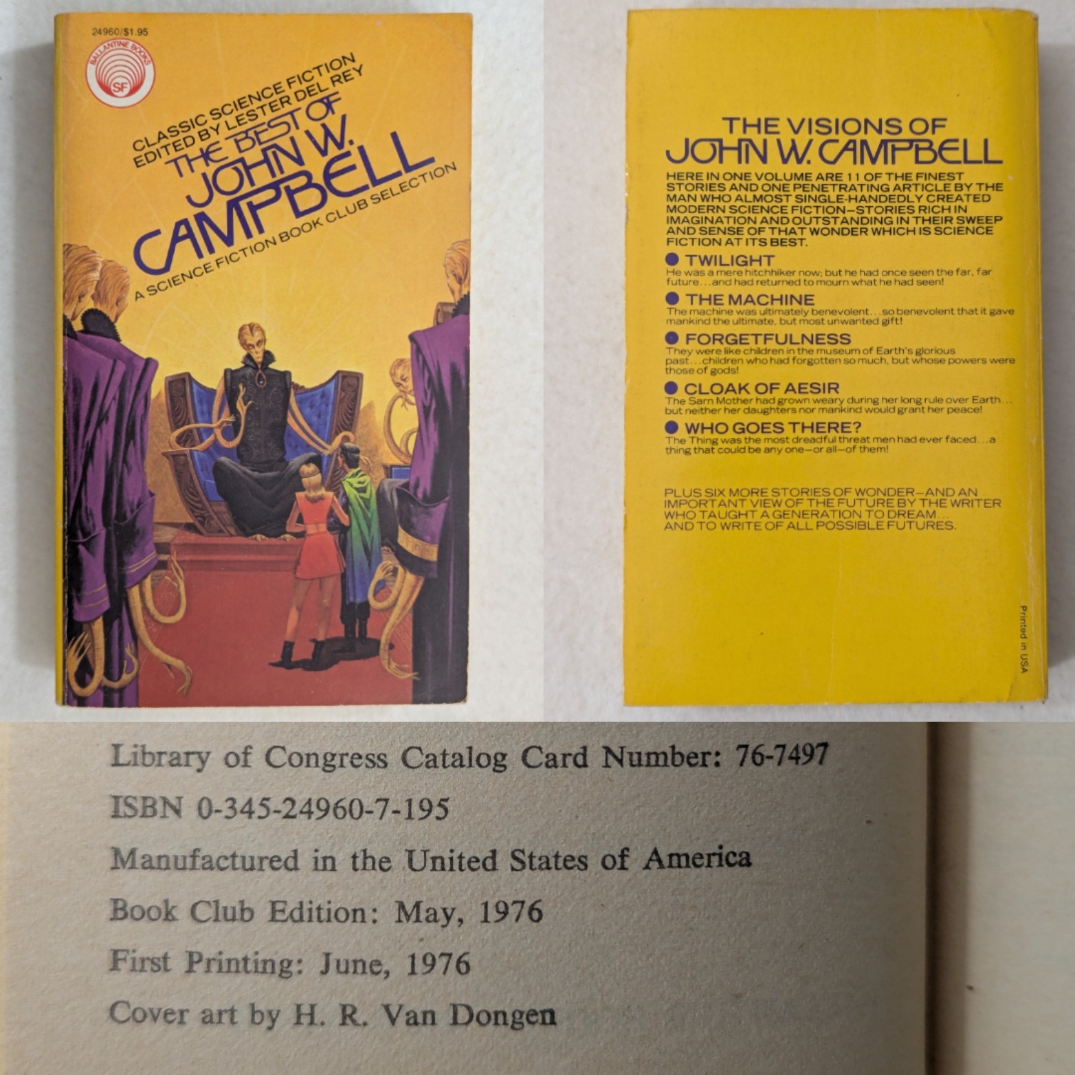 Best of John W Campbell Includes “Who Goes There” Basis For “The Thing” 1976 PB