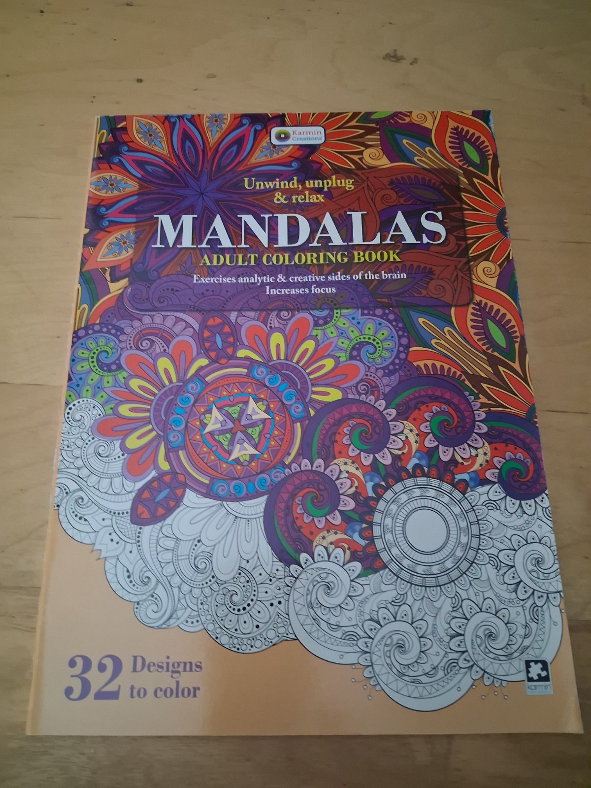 *NEW* Karmin Mandalas Adult Coloring Book, Unwind, Unplug, & Relax 32 Designs
