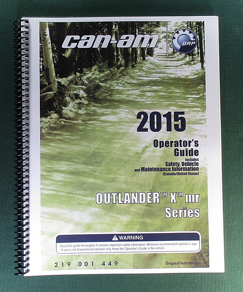 2015 Can-Am Outlander 1000 X mr Owner’s Manual: 156 pages & protective Covers!