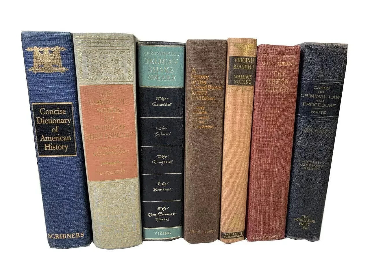 Lot of 8 Vintage Hardcover Books Curated Decorative Shelf Set Classic Neutral