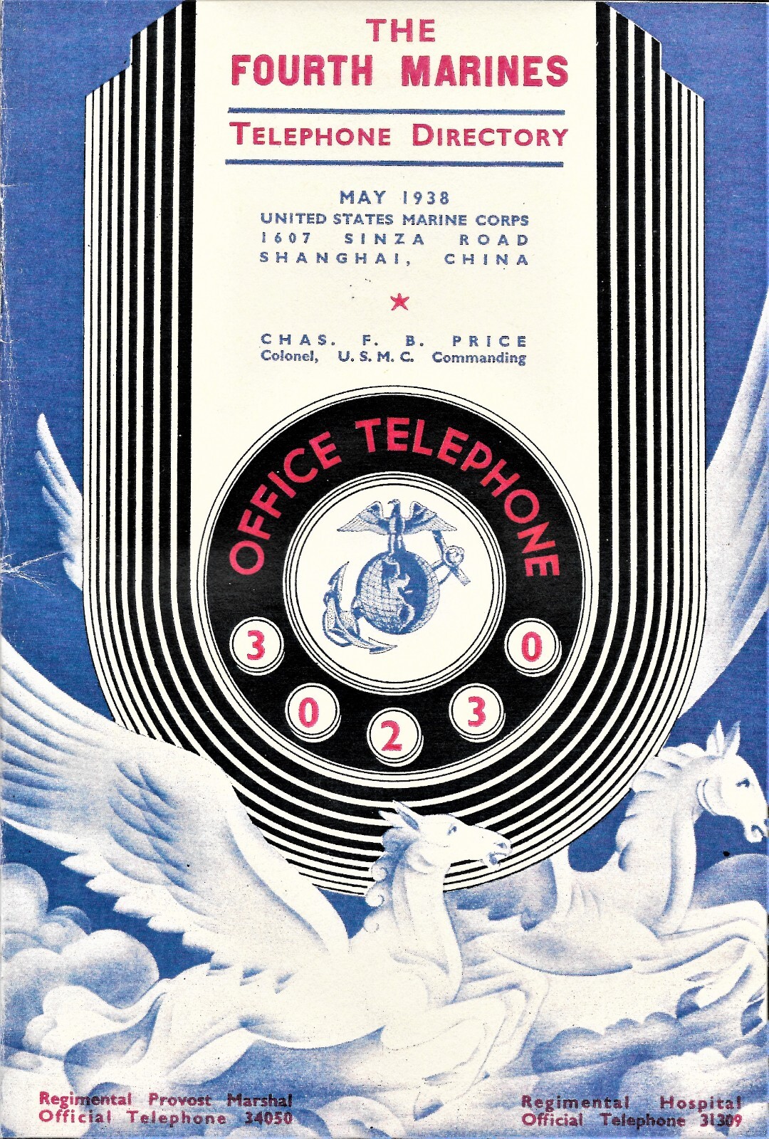 THE FOURTH MARINES TELEPHONE DIRECTORY: Shanghai, China, 1936