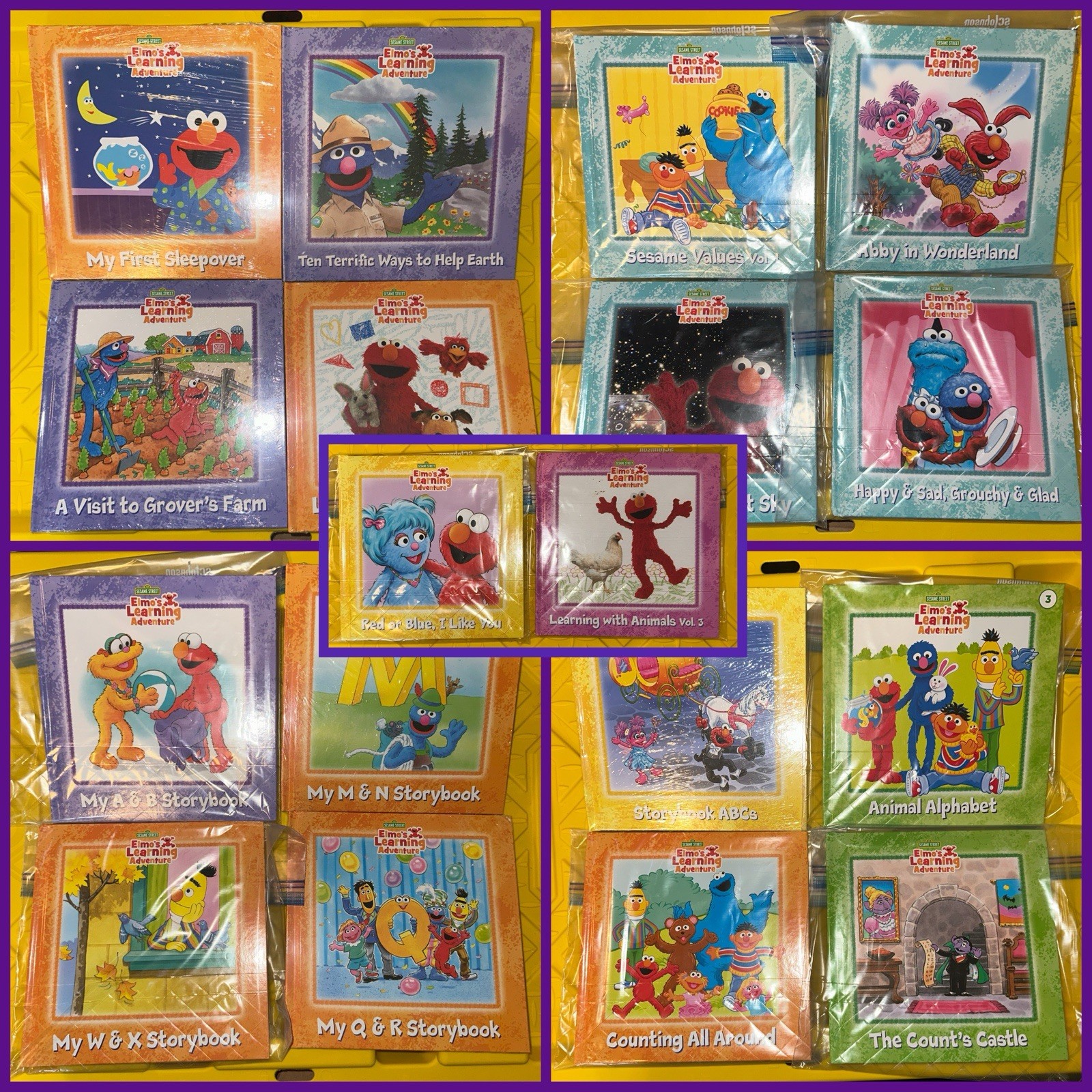 Sesame Street Elmo’s Learning Adventure 18 Book Set W/ Activity Books & Flashcds