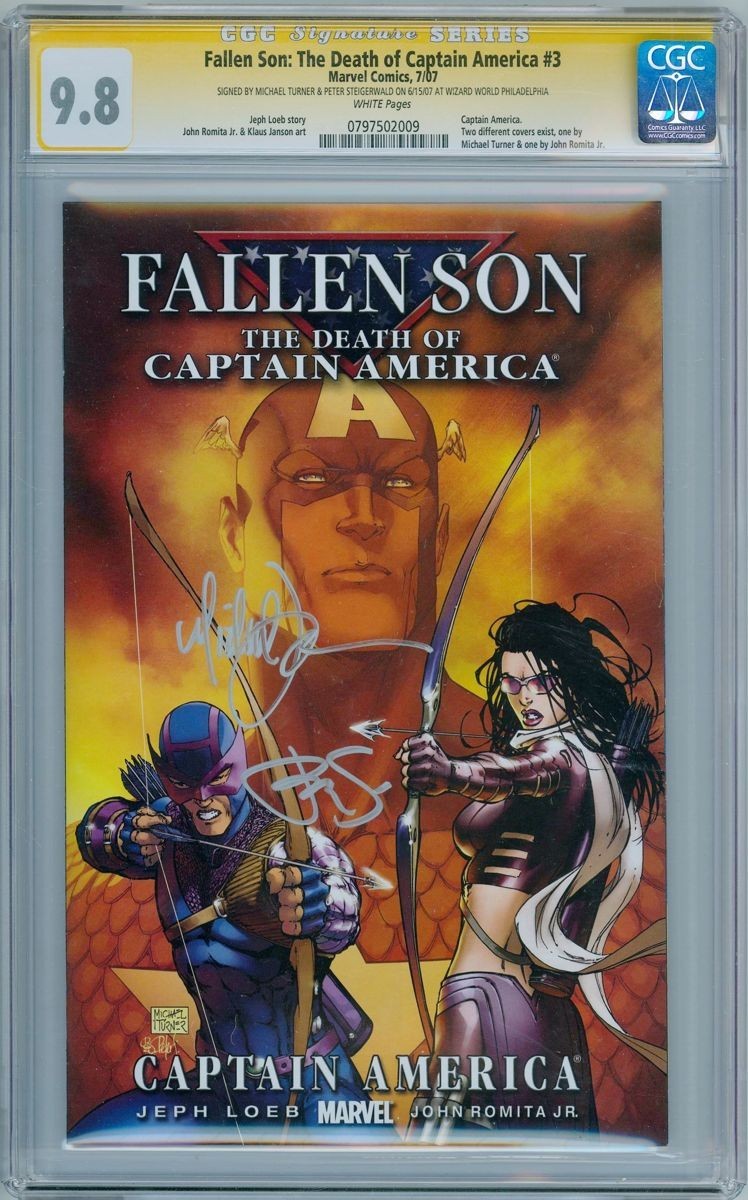 FALLEN SON CAPTAIN AMERICA #3 CGC 9.8 SS SIGNED x2 MICHAEL TURNER KATE BISHOP