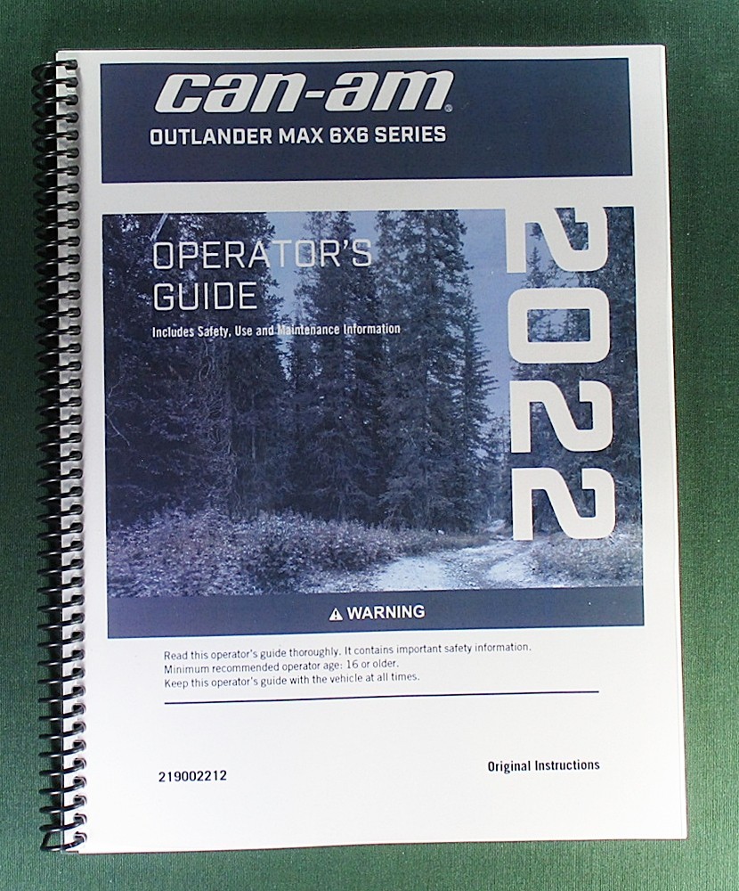 2022 Can-Am Outlander MAX 650 6X6 Owner’s Manual: 238 Pages & Protective Covers